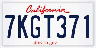 CA license plate 7KGT371