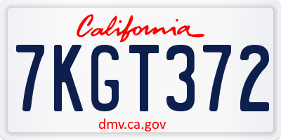 CA license plate 7KGT372