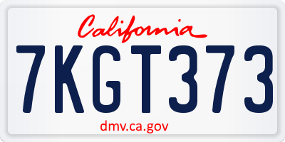 CA license plate 7KGT373