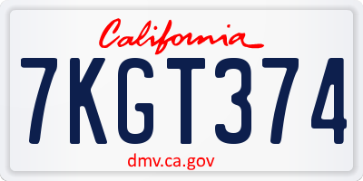 CA license plate 7KGT374
