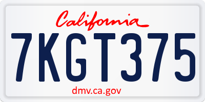 CA license plate 7KGT375