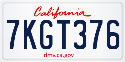 CA license plate 7KGT376