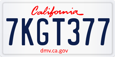 CA license plate 7KGT377