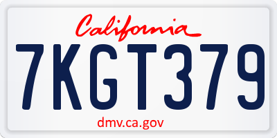 CA license plate 7KGT379