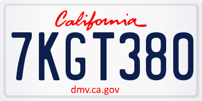 CA license plate 7KGT380