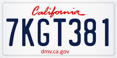 CA license plate 7KGT381