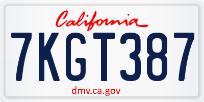 CA license plate 7KGT387