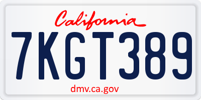 CA license plate 7KGT389