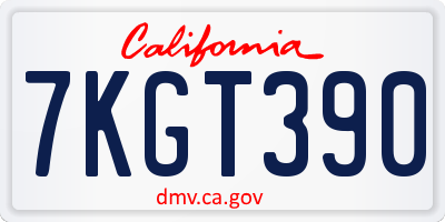 CA license plate 7KGT390