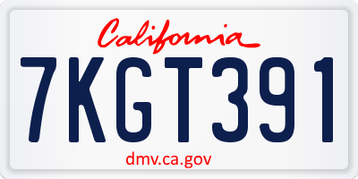 CA license plate 7KGT391