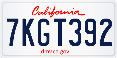 CA license plate 7KGT392