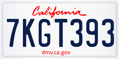 CA license plate 7KGT393