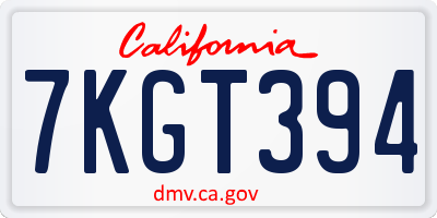 CA license plate 7KGT394