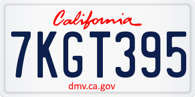 CA license plate 7KGT395