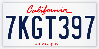 CA license plate 7KGT397