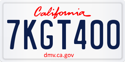 CA license plate 7KGT400