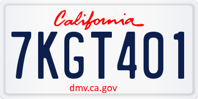 CA license plate 7KGT401