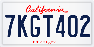 CA license plate 7KGT402