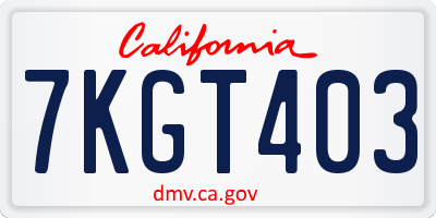 CA license plate 7KGT403
