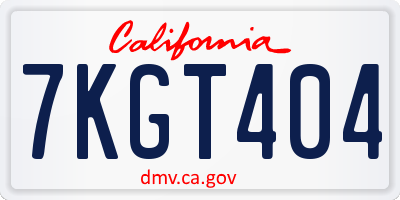 CA license plate 7KGT404