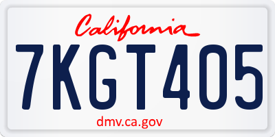 CA license plate 7KGT405