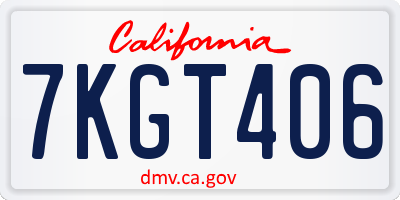 CA license plate 7KGT406