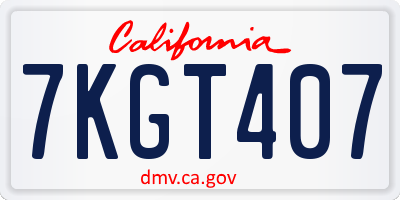 CA license plate 7KGT407