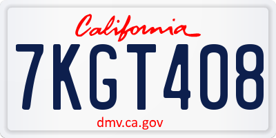 CA license plate 7KGT408