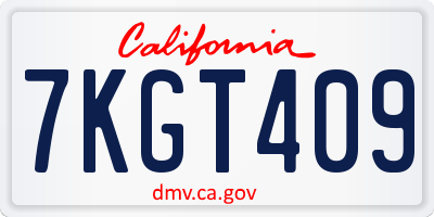 CA license plate 7KGT409