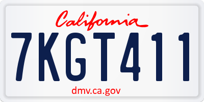 CA license plate 7KGT411