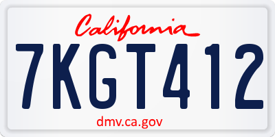 CA license plate 7KGT412