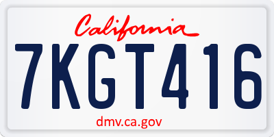 CA license plate 7KGT416