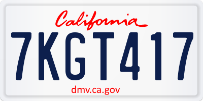 CA license plate 7KGT417
