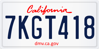 CA license plate 7KGT418