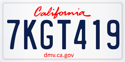 CA license plate 7KGT419