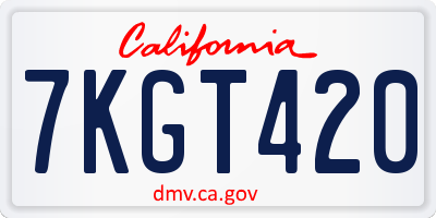 CA license plate 7KGT420