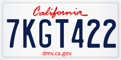 CA license plate 7KGT422