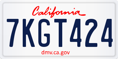 CA license plate 7KGT424