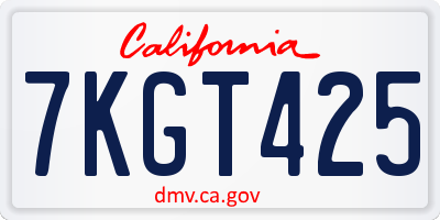 CA license plate 7KGT425