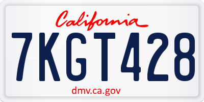 CA license plate 7KGT428