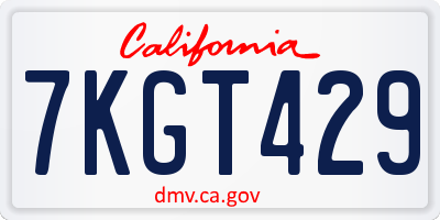 CA license plate 7KGT429