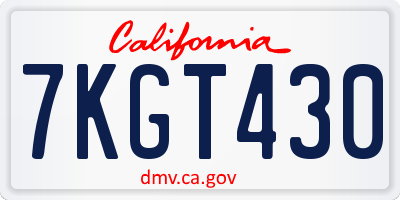 CA license plate 7KGT430