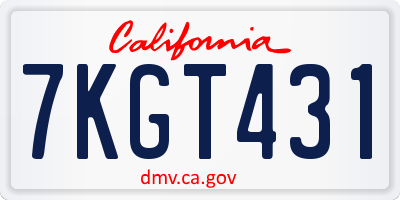 CA license plate 7KGT431