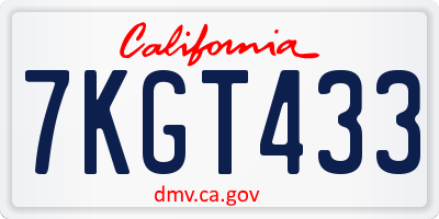 CA license plate 7KGT433