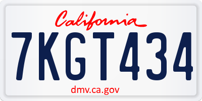 CA license plate 7KGT434