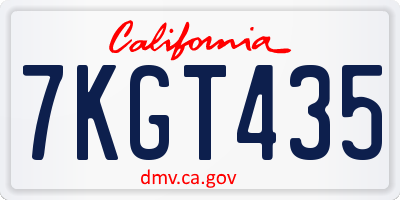 CA license plate 7KGT435