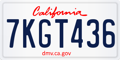 CA license plate 7KGT436