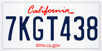 CA license plate 7KGT438