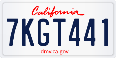 CA license plate 7KGT441
