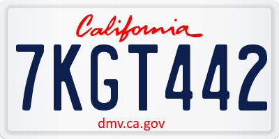 CA license plate 7KGT442